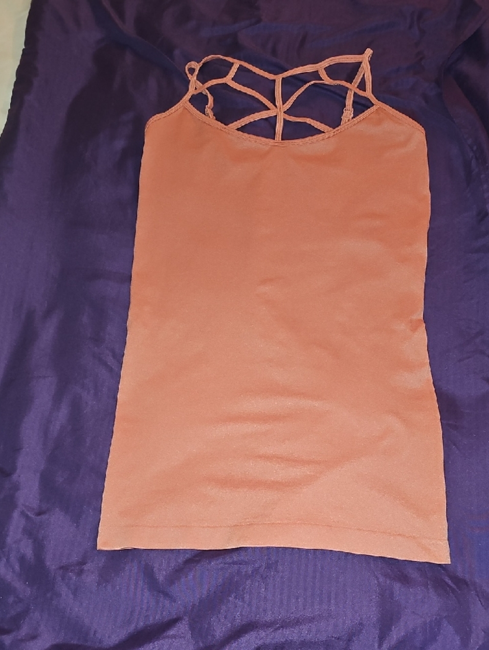 Zenana Outfitters Rust Orange Lattice-Strap Cami